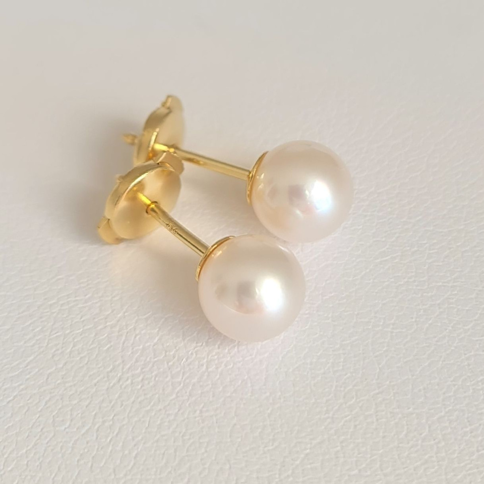 Au soleil Levant - Boucles d'Oreilles en Or Jaune et Perles Akoyas du Japon