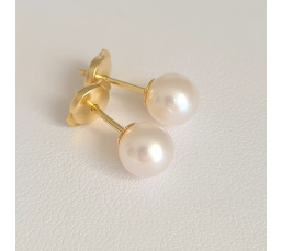 Au soleil Levant - Boucles d'Oreilles en Or Jaune et Perles Akoyas du Japon