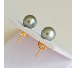 La Vie en Or - Boucles d'Oreilles en Or Jaune et Véritables Perles de Tahiti