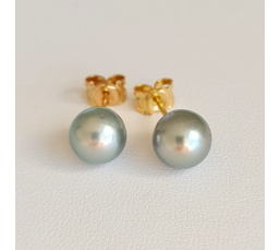 La Vie en Or - Boucles d'Oreilles en Or Jaune et Véritables Perles de Tahiti