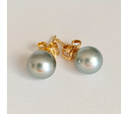 La Vie en Or - Boucles d'Oreilles en Or Jaune et Véritables Perles de Tahiti