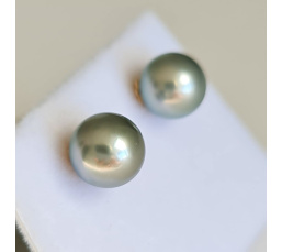 La Vie en Or - Boucles d'Oreilles en Or Jaune et Véritables Perles de Tahiti