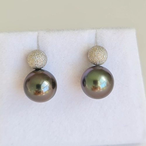 Perles d'Amour - Boucles d'Oreilles Or Blanc et Véritables Perles de Tahiti