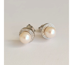 Alba - Boucles d'Oreilles Argent rhodié et Perles blanches