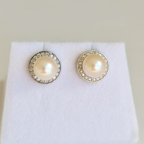 Alba - Boucles d'Oreilles Argent rhodié et Perles blanches