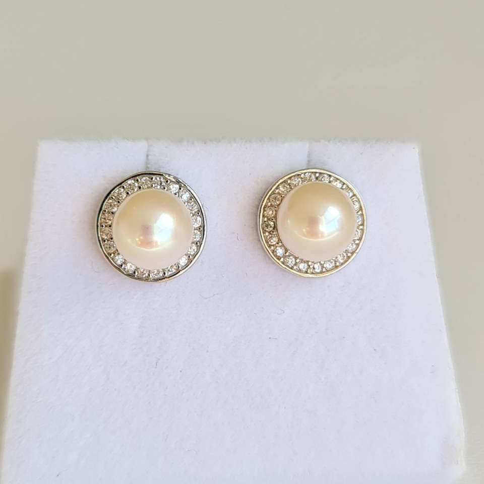 Alba - Boucles d'Oreilles Argent rhodié et Perles blanches