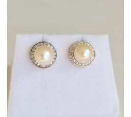 Alba - Boucles d'Oreilles Argent rhodié et Perles blanches