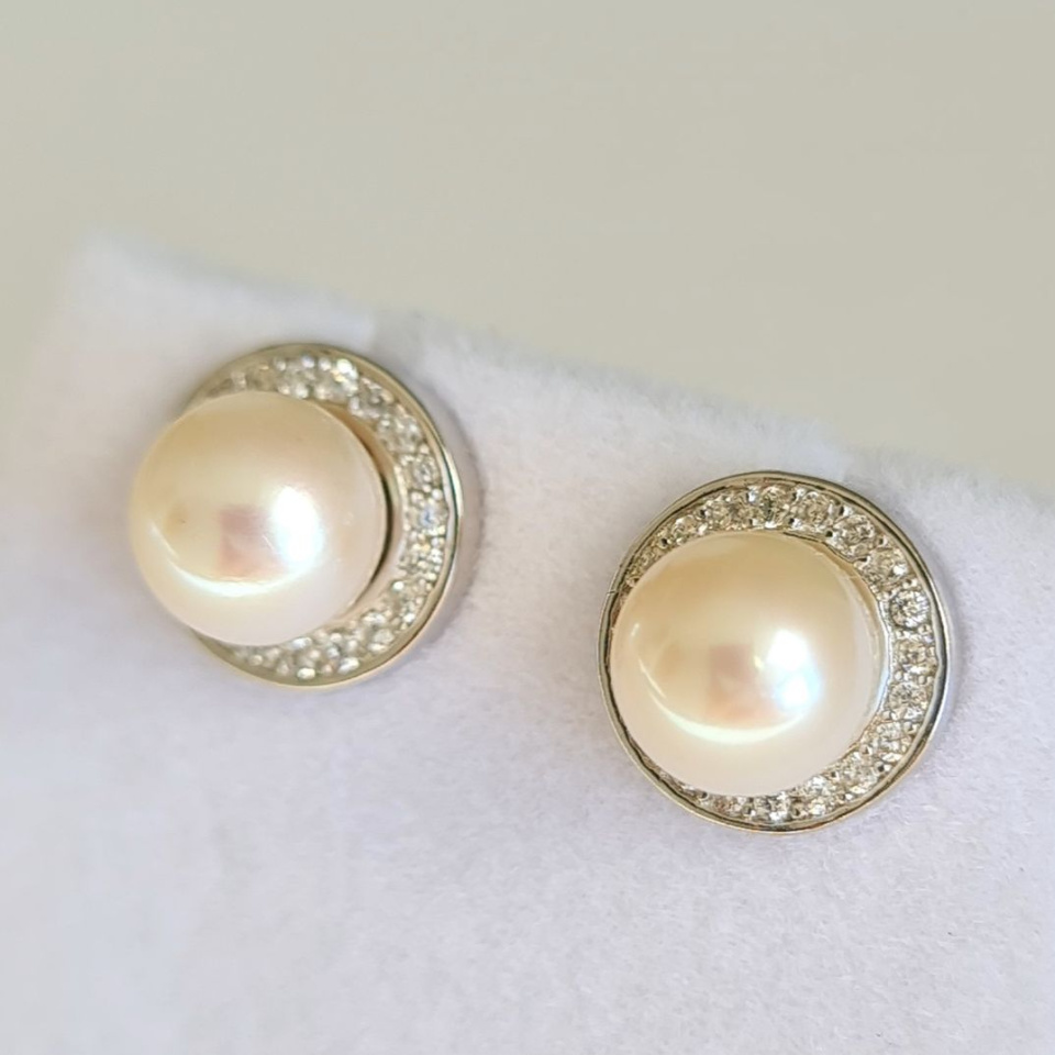 Alba - Boucles d'Oreilles Argent rhodié et Perles blanches