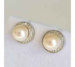 Alba - Boucles d'Oreilles Argent rhodié et Perles blanches