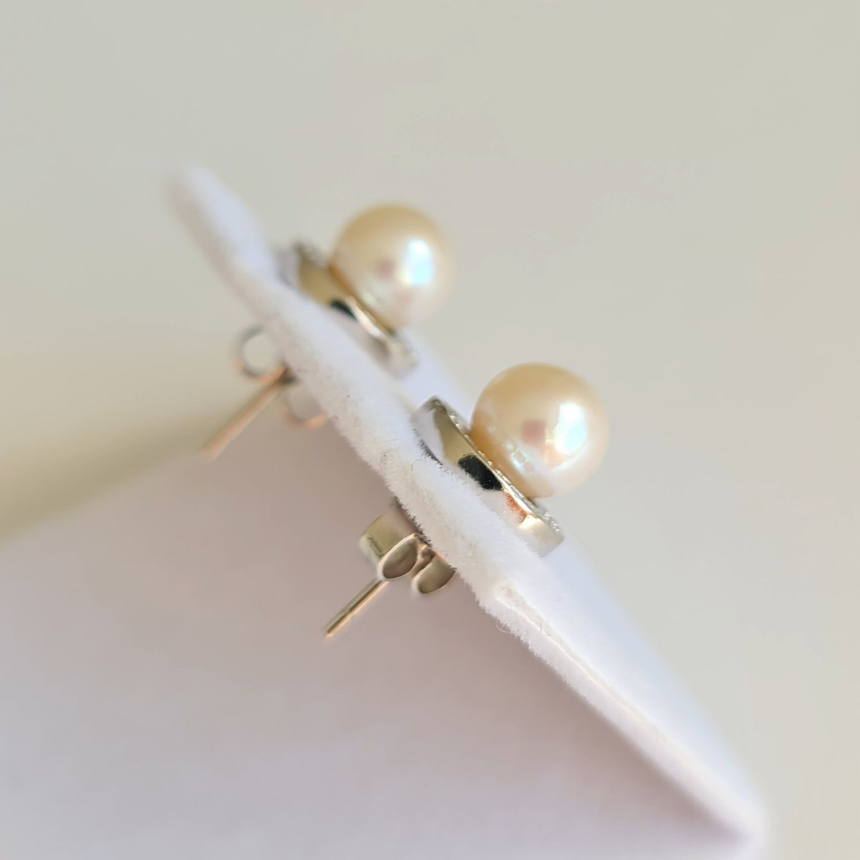 Alba - Boucles d'Oreilles Argent rhodié et Perles blanches