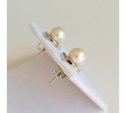 Alba - Boucles d'Oreilles Argent rhodié et Perles blanches