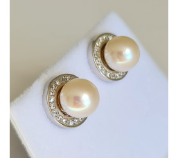 Alba - Boucles d'Oreilles Argent rhodié et Perles blanches