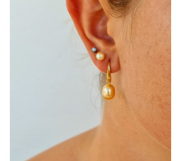 Soleil d'Eté - Boucles d'Oreilles Plaqué Or et Perles des Mers du Sud d'exception