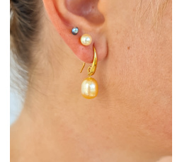 Soleil d'Eté - Boucles d'Oreilles Plaqué Or et Perles des Mers du Sud d'exception