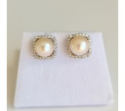 Gwenn - Boucles d'Oreilles Argent rhodié et Perles blanches