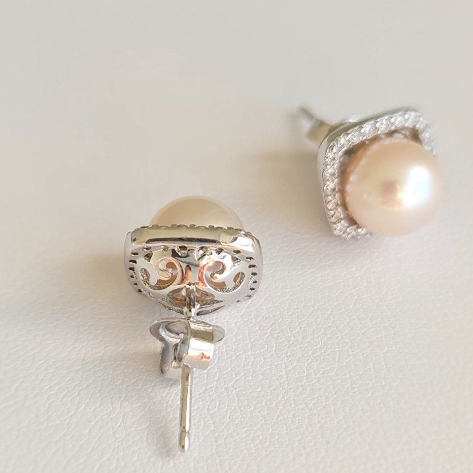 Gwenn - Boucles d'Oreilles Argent rhodié et Perles blanches