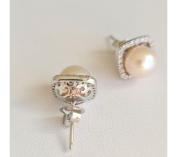 Gwenn - Boucles d'Oreilles Argent rhodié et Perles blanches