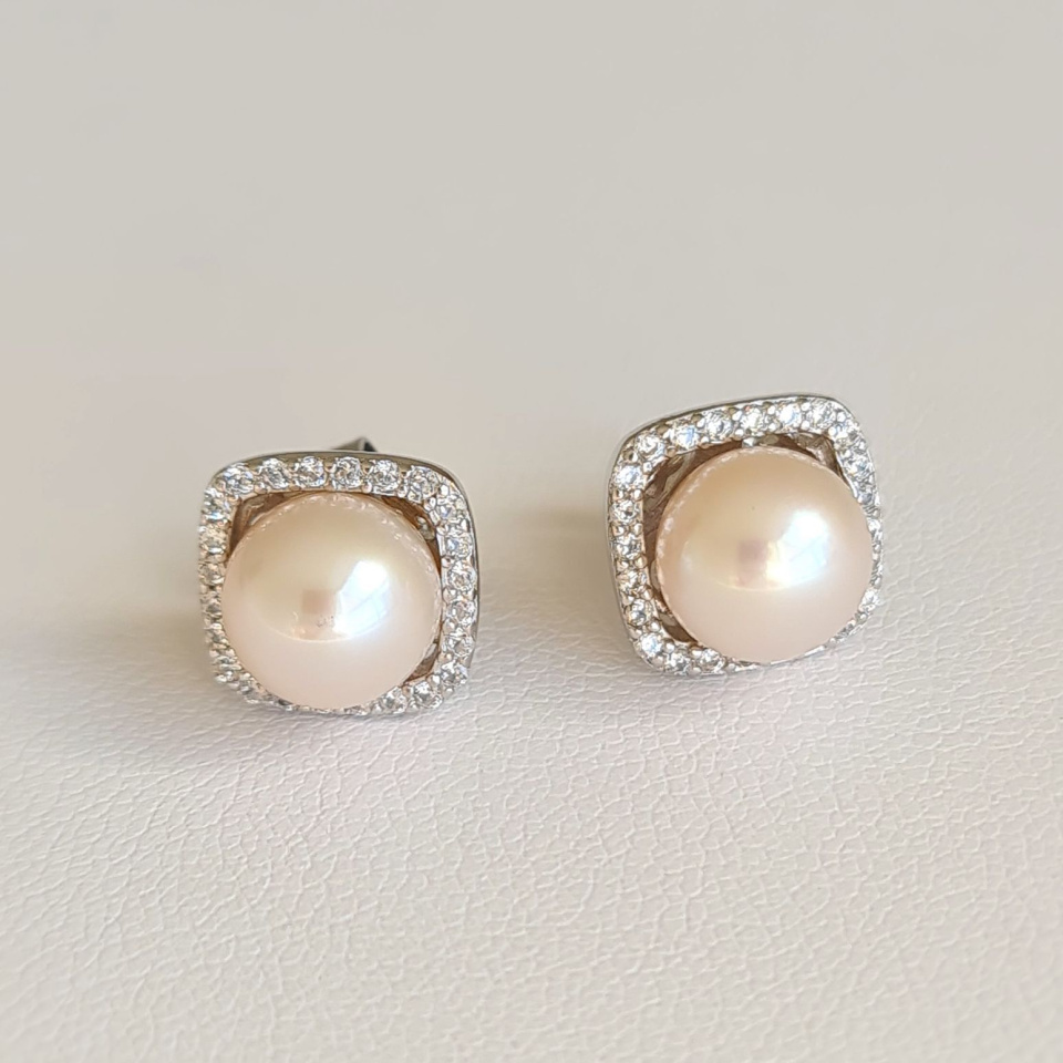 Gwenn - Boucles d'Oreilles Argent rhodié et Perles blanches