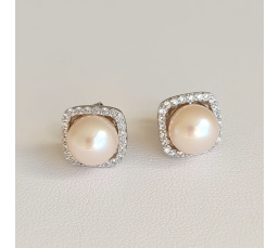 Gwenn - Boucles d'Oreilles Argent rhodié et Perles blanches