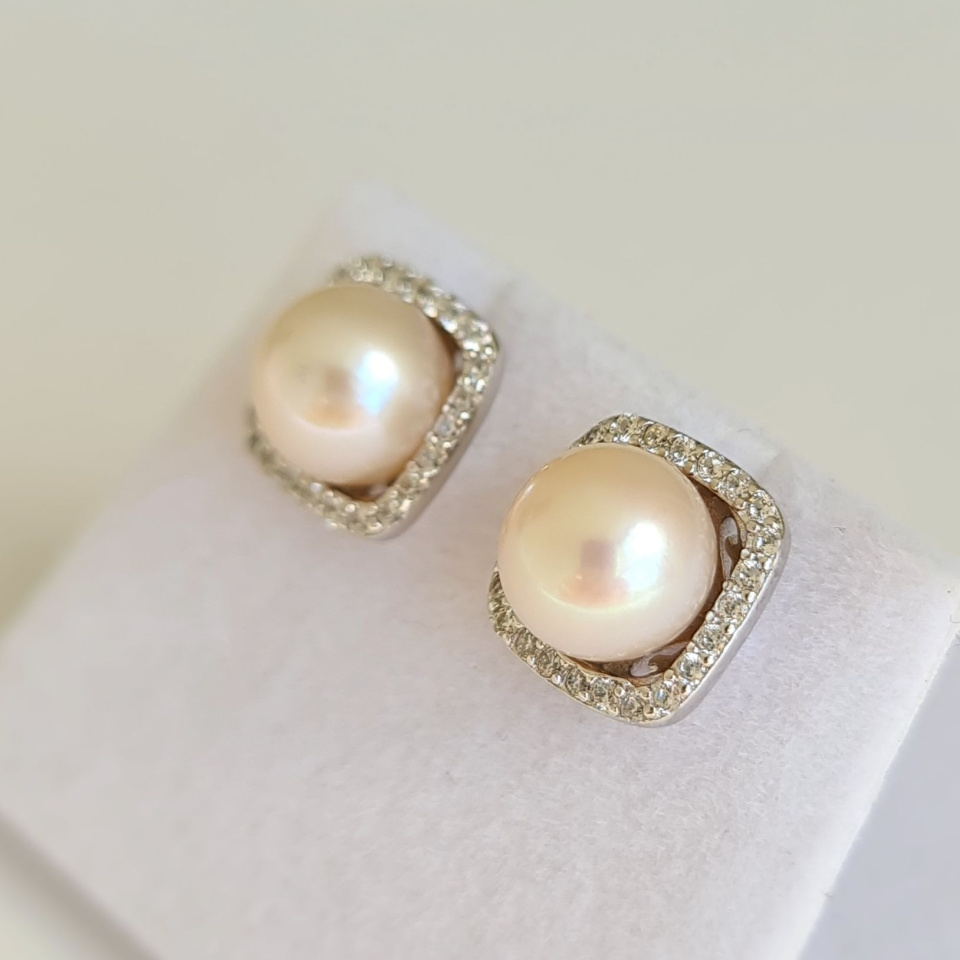 Gwenn - Boucles d'Oreilles Argent rhodié et Perles blanches