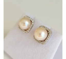 Gwenn - Boucles d'Oreilles Argent rhodié et Perles blanches