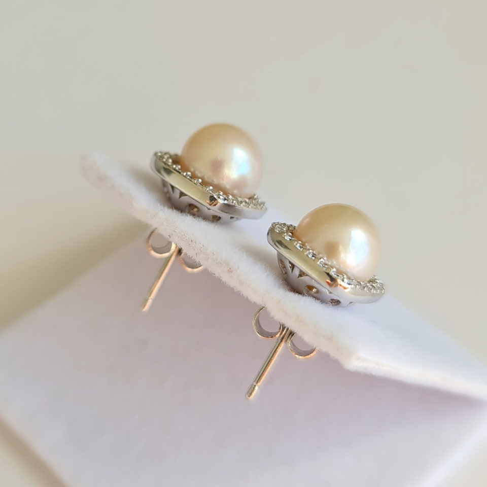 Gwenn - Boucles d'Oreilles Argent rhodié et Perles blanches