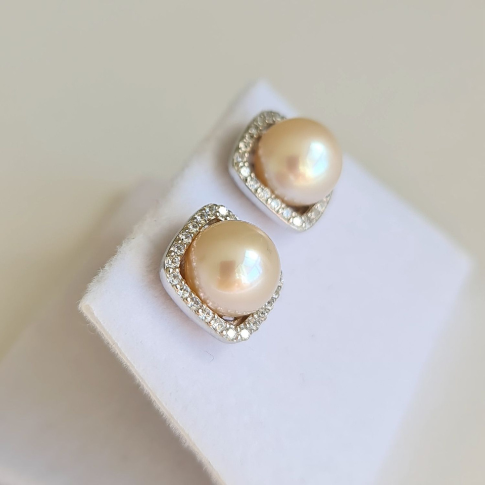 Gwenn - Boucles d'Oreilles Argent rhodié et Perles blanches