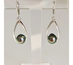 Vahitahi - Boucles d'oreilles Argent Rhodié et Perles de Tahiti