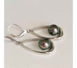 Vahitahi - Boucles d'oreilles Argent Rhodié et Perles de Tahiti