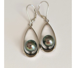 Vahitahi - Boucles d'oreilles Argent Rhodié et Perles de Tahiti