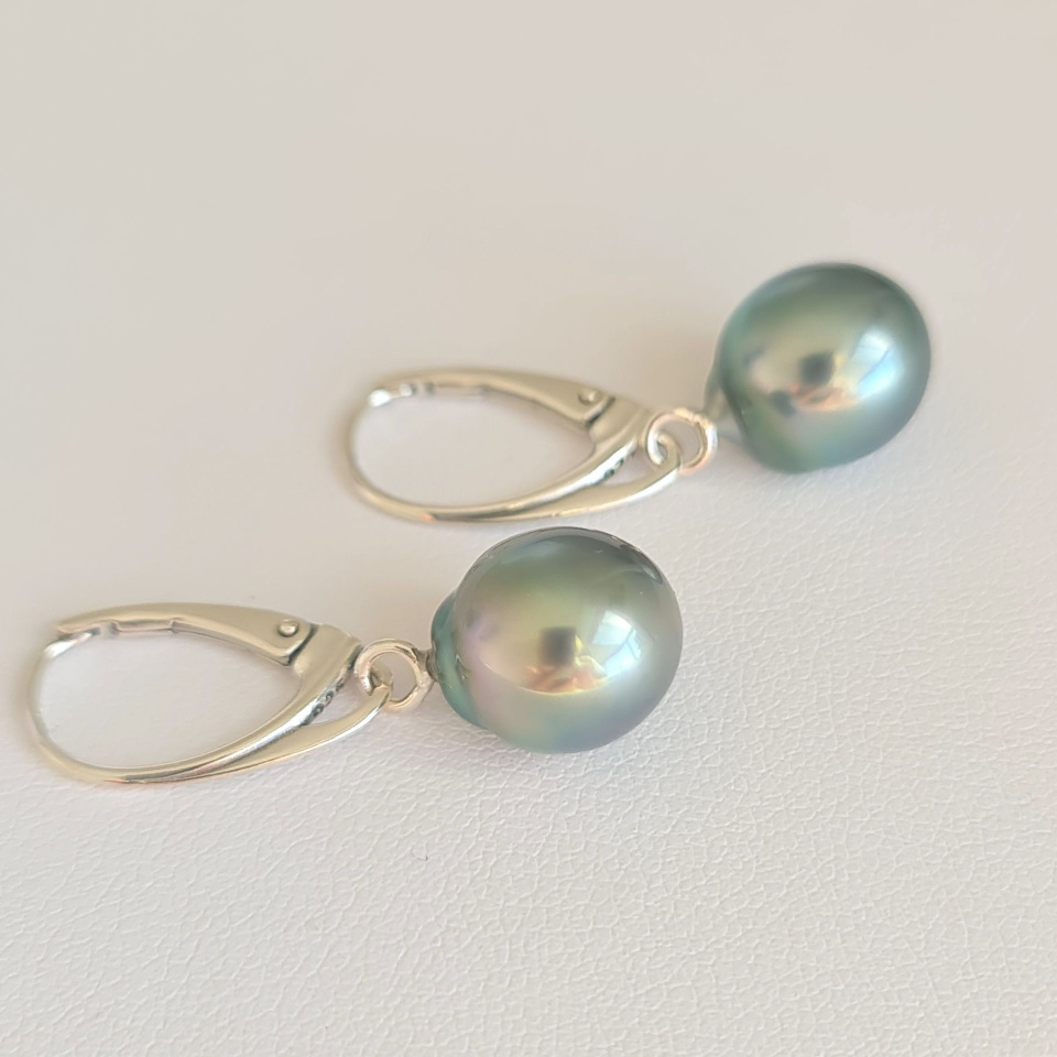 Mahana - Boucles d'oreilles Argent massif et Perles de Tahiti d'Exception