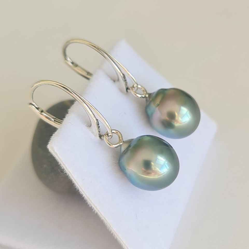 Mahana - Boucles d'oreilles Argent massif et Perles de Tahiti d'Exception