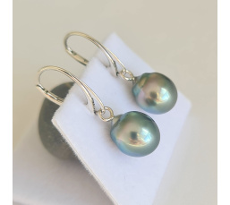 Mahana - Boucles d'oreilles Argent massif et Perles de Tahiti d'Exception