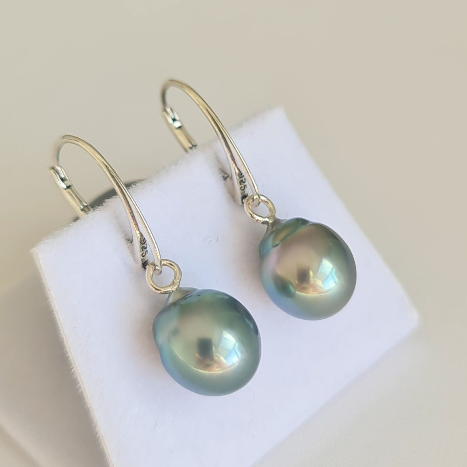 Mahana - Boucles d'oreilles Argent massif et Perles de Tahiti d'Exception