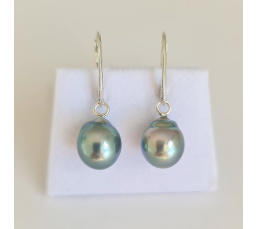 Mahana - Boucles d'oreilles Argent massif et Perles de Tahiti d'Exception