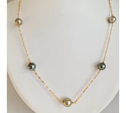 Joyaux des Lagons - Collier en Or Jaune et Perles de Tahiti d'Exception