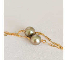 Joyaux des Lagons - Collier en Or Jaune et Perles de Tahiti d'Exception