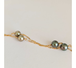 Joyaux des Lagons - Collier en Or Jaune et Perles de Tahiti d'Exception