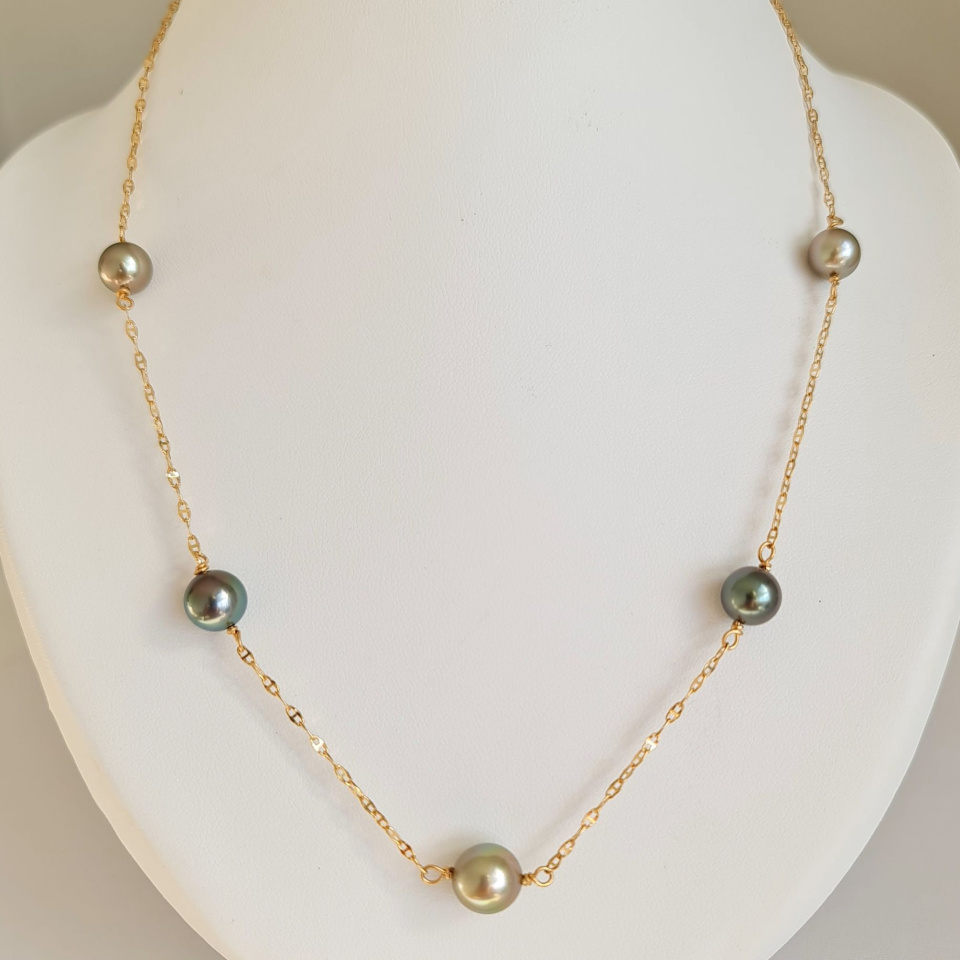 Joyaux des Lagons - Collier en Or Jaune et Perles de Tahiti d'Exception