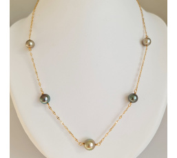 Joyaux des Lagons - Collier en Or Jaune et Perles de Tahiti d'Exception