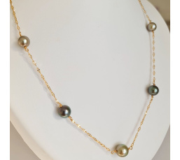 Joyaux des Lagons - Collier en Or Jaune et Perles de Tahiti d'Exception