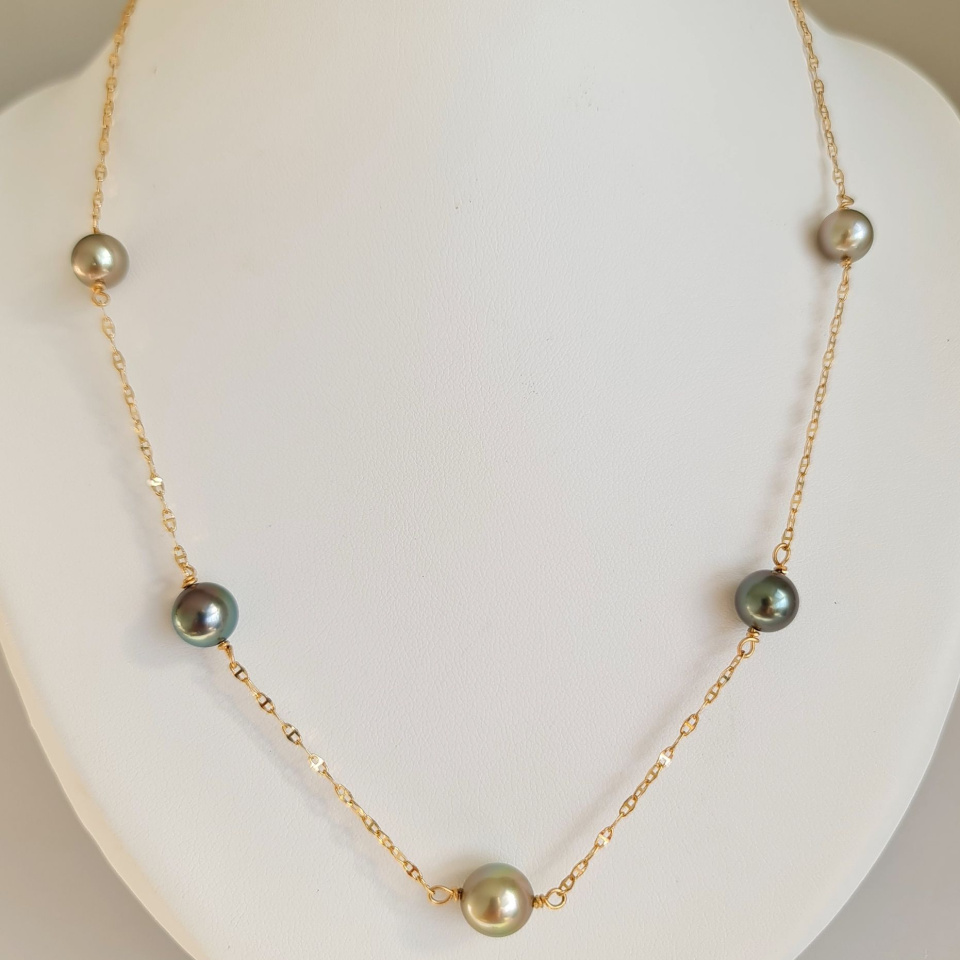 Joyaux des Lagons - Collier en Or Jaune et Perles de Tahiti d'Exception