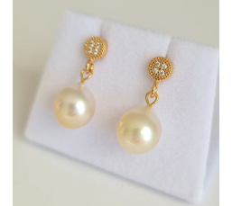 Gouttes d'Or - Boucles d'Oreilles Plaqué Or et Perles des Mers du Sud