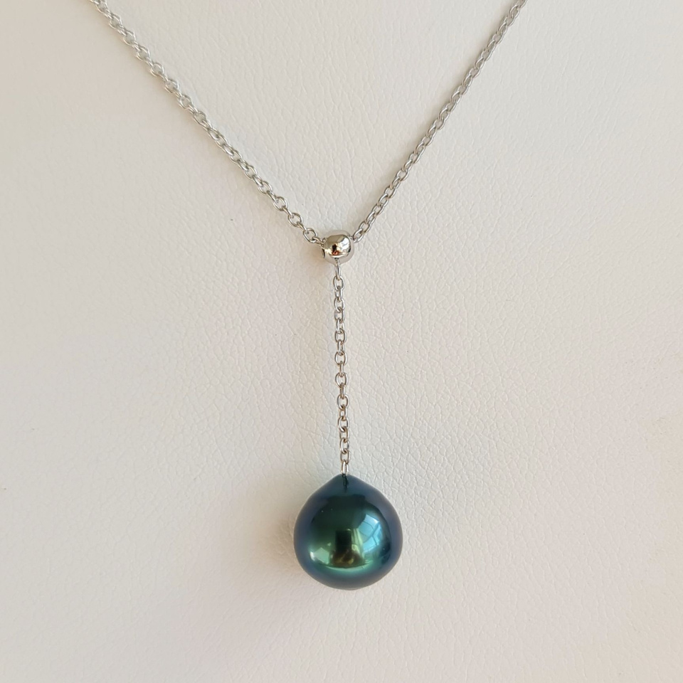 Poeiti - Collier Argent rhodié et Perle de Tahiti d'Exception