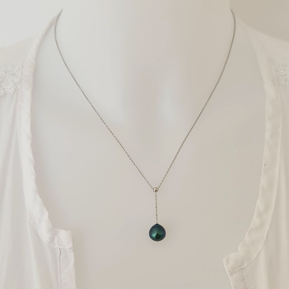 Poeiti - Collier Argent rhodié et Perle de Tahiti d'Exception