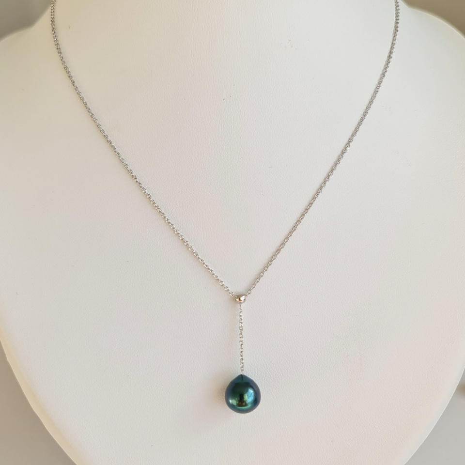 Poeiti - Collier Argent rhodié et Perle de Tahiti d'Exception