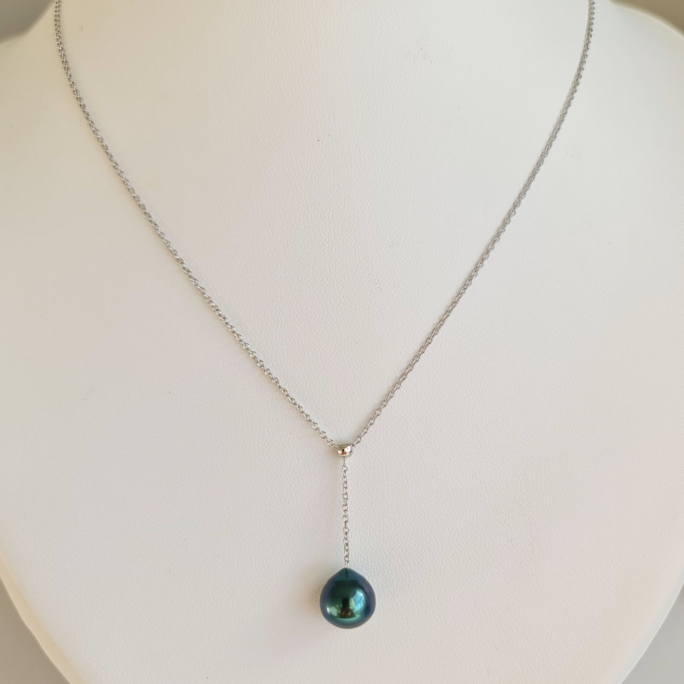 Poeiti - Collier Argent rhodié et Perle de Tahiti d'Exception