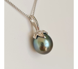 Larme des Dieux - Pendentif en Or Blanc et Perle de Tahiti d'Exception