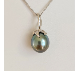 Larme des Dieux - Pendentif en Or Blanc et Perle de Tahiti d'Exception