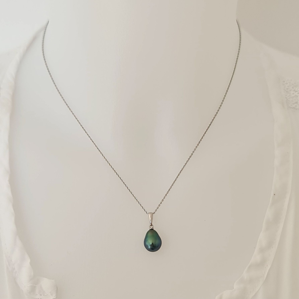 Belle de Jour  - Pendentif Or Blanc 18 carats et Perle de Tahiti d'Exception